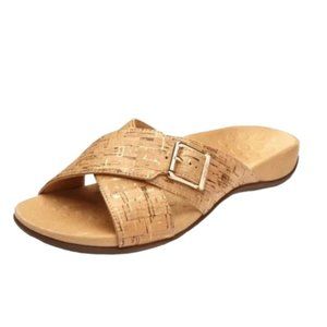Vionic Dorie gold cork slip on adjustable open toe slide sandals women’s size 11